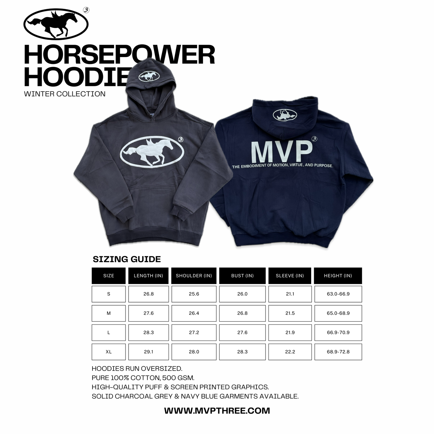 'CHARCOAL GREY' HORSEPOWER HOODIE